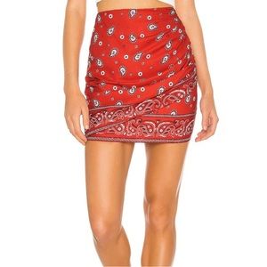 NWT Superdown Red Darby Bandana Mini Skirt Size Medium